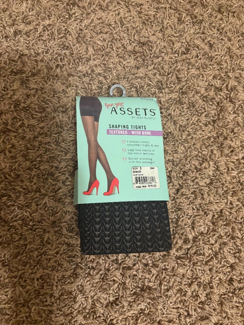 Shaping Tights Size 3 Black Texture Wish Bone Love Your Assets Spanx NEW Neutral